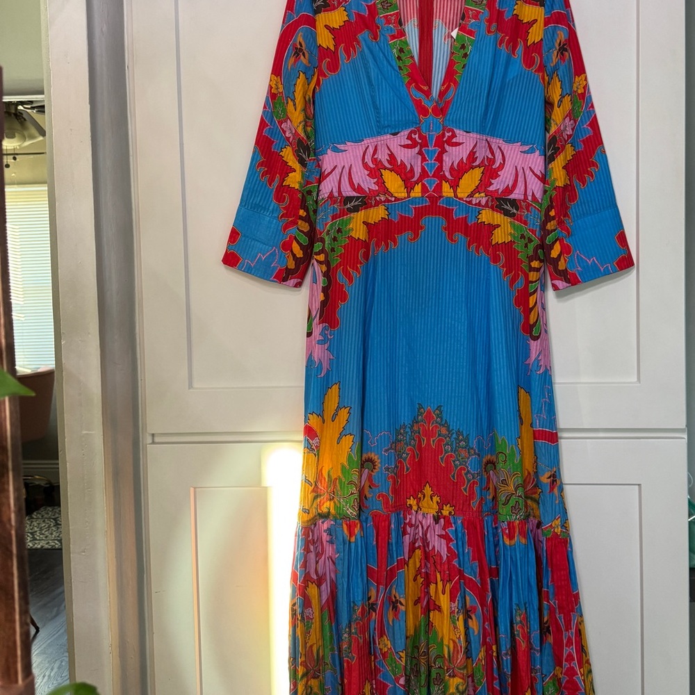 Etro Blooming Paisley Three-Quarter Sleeve Midi-Dress